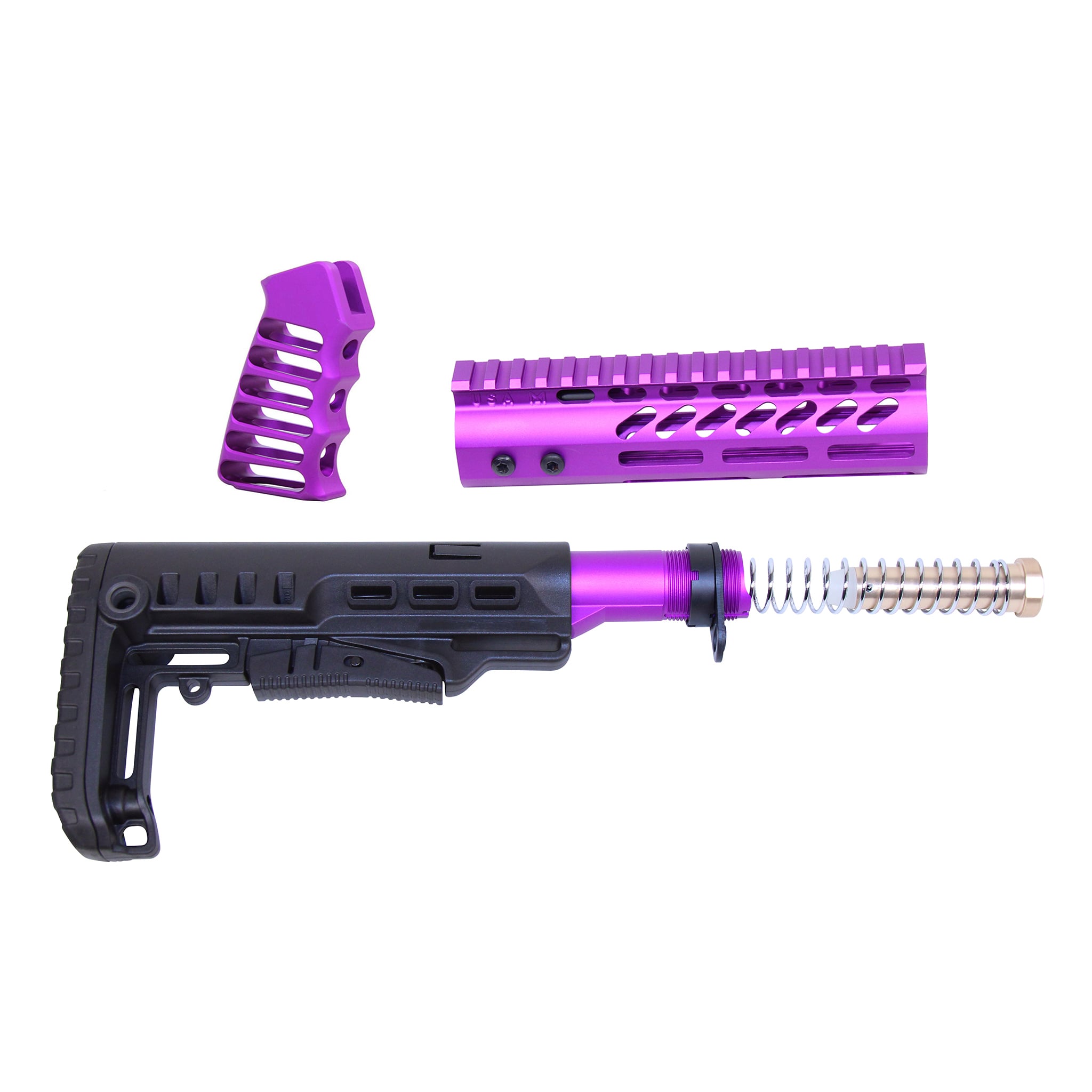 AR-15 Ultralight Series Complete Furniture Set (7") (Anodized Purple)