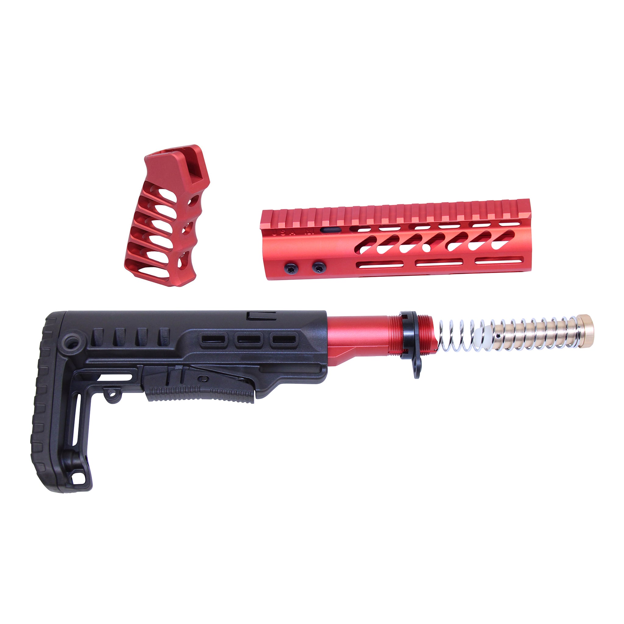 AR-15 Ultralight Series Complete Furniture Set (7") (Anodized Red)