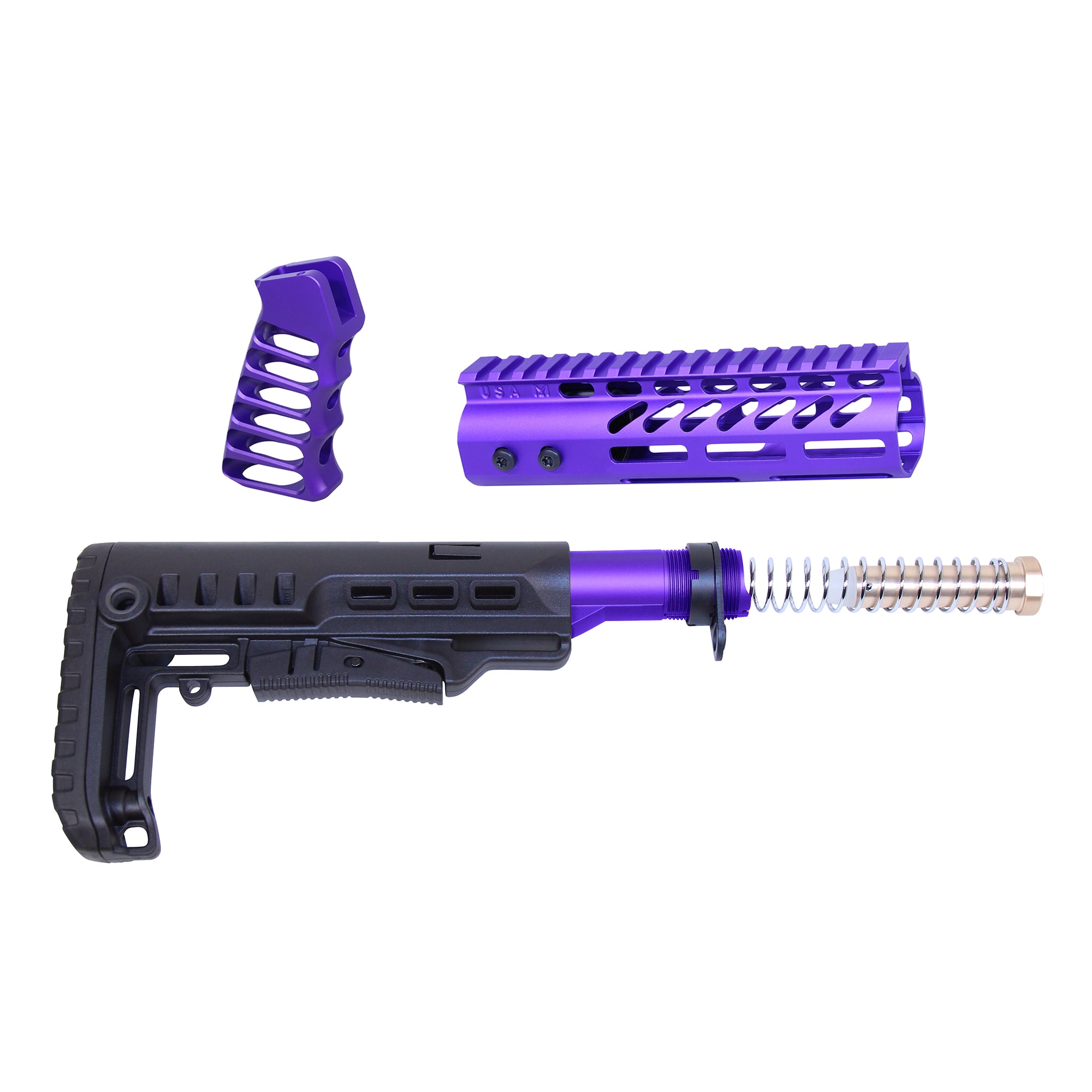AR-15 Ultralight Series Complete Furniture Set (7") (Anodized Royal Purple)
